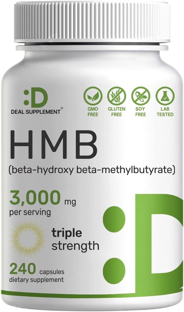 Siêu sức mạnh HMB bổ sung 3,000mg Per Service, 240 Capsules thuộc Đảng Ba kiểm tra khả năng tăng trưởng cơ bắp, dự trữ và mong muốn làm việc nhanh chóng