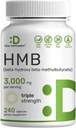 Suplementos de HMB ultraforte 3,000mg por porción, 240 cápsulas | Terceiros probado | Apoio ao crecemento muscular, retención e masa muscular magra | recuperación rápida do traballo