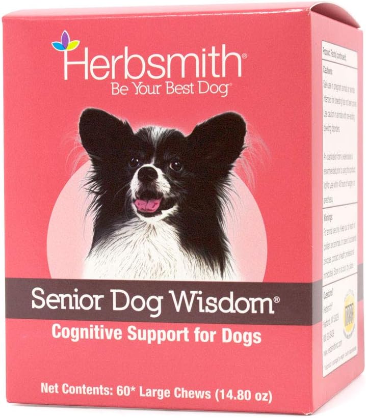 Herbsmith Senior Dog Wisdom - Dog Demension Supplement - DHA for Senior Dog Brain Health - Senior Supplement for Dogs- 60ct Large Chews
