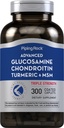 Piping Rock Glucosamine Chondroitin MSM Turmeric | 300 Caplets | Supplement for Women and Men | Advanced Triple Strength Complex | Non-GMO & Gluten Free