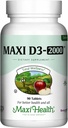 Maxi Health Vitamin D3 2000IU Tablets – Immune Support, Bone Health, and Muscle Function – Vitamin D 2000 IU Supplement for Adults – Kosher, Easy-to-Swallow, 90 Tablets