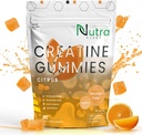 Creatine Monohydrate Gummies - 5g chewable Monohydrate gummy for Men & Women - Increase Strength, Muscle builder - Boosts Energy & Focus - Low calorie, Vegan & Gluten free | 90 count Citrus