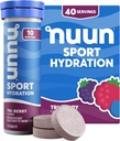 Nuun Sport Electrolyte таблетки с магнезий, калций, калий, хлорид и натрий, Gluten Free & Vegen, Tri- Berry, 4 пакет (40 Сервиз Общо)