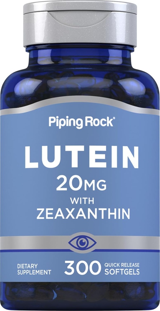 Piping Rock Lutein e Zeaxantina Suplemento □ 20 mg ~ 300 Softgels