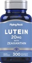 Piping Rock Lutein e Zeaxanthin Supplemento | 20 mg | 300 Softgels | Vitamina occhio da Marigold Extract | Non OGM, Gluten Free
