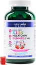 NatureWise Kids Melatonin 1 mg Sugar- Free Gummies for Children Ages 4 & Up - Non-Habit Forming Sleep Aid - Jahodová ochucená - Vegan, No Gluten, Non-GMO - 180 Počet [6-Month Supply]