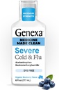 Genexa Clean Cold & Flu Relief, 염료 무료, 0% 인공 첨가제, 신체 통증, 기침, 냉방, 두통, 두통, 가슴 혼잡, 유기 블루 베리 맛, 6 fl oz