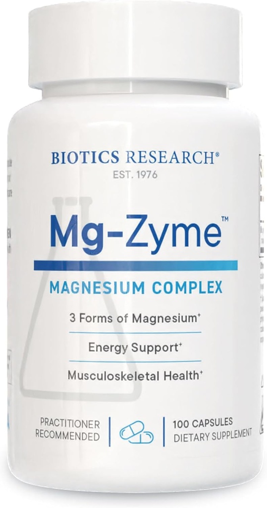 Biotics Research Mg-ZymeTM Triple Magnesium Complex 100 mg - Magneesium Glycinate, Gluconate, Aspartate Kelate Supplement, High Absorption, Support Sleep, Energy, Cardiovascular Health - 100 kapslit
