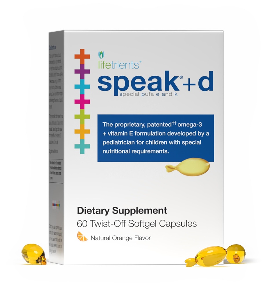 Lifetrients Speak+D Twist-Off Softgels — Kids Omega-3 with Vitamin D3, Vitamins E & K — Pediatric Specialist Developed — Squeeze onto Spoon or Swallow — 60 Softgels
