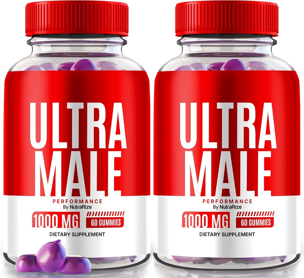 NutraRize (Pack de 2 Gommies Ultra Homme 1000 MG, Gommies Vitamine, Supplément tout naturel pour stimuler la performance quotidienne et la santé globale, Avis Officiels UltraMale (120 Gommies)