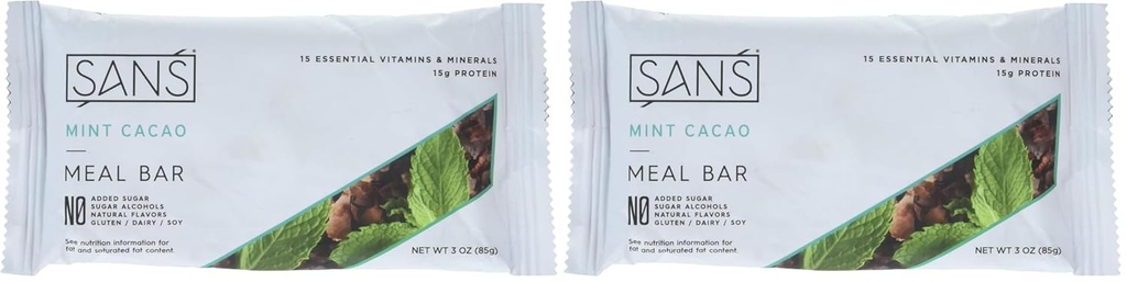 SANS Meal Bar Ment Cacao Meal Bar, 3 OZ (Pacote de 2)