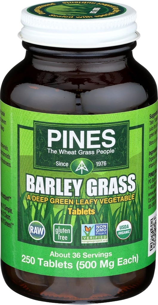 PINES Organic Barley Gras, 500 mg, 250 count Tablets