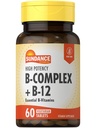 Sundance Vitamin B-Complex | with B-12 | 60 Tablets | High Potency | Vegetarian, Non-GMO, and Gluten Free Supplement