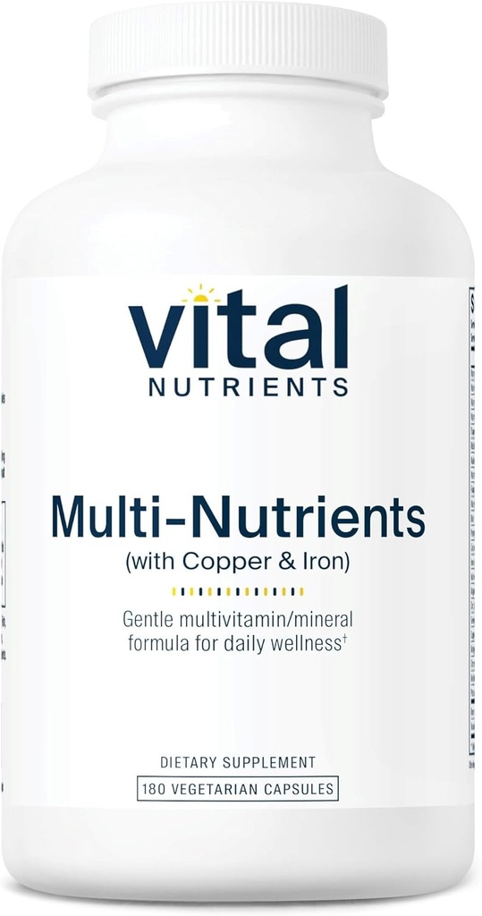 Vital Nutrients Multi-Nutrients 4 | Citrate/Malate Formula (with Copper and Iron) | Multi Vitamin/Mineral Formula with Potent Antioxidants | Bioavailable Form | Non-GMO | 180 Capsules