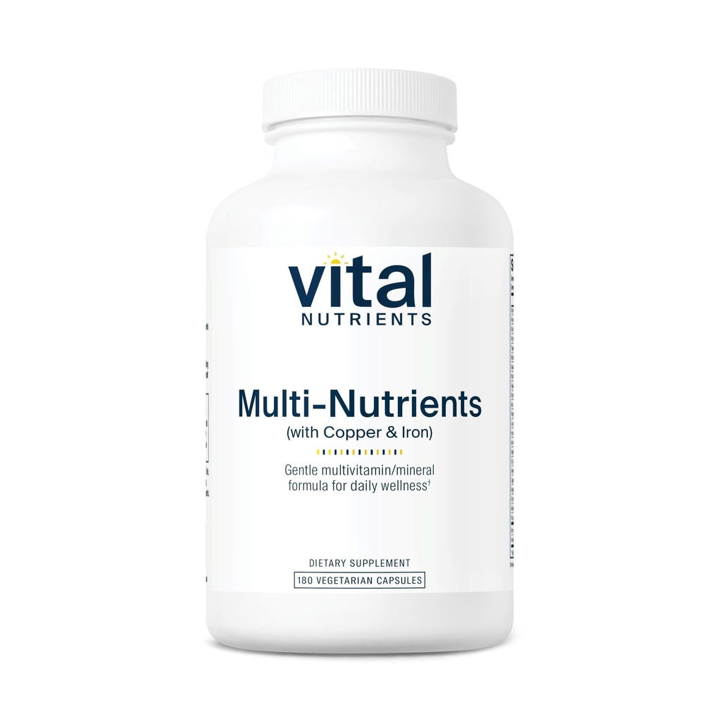 Vital Nutrients Multi-Nutrients 4 - Citrate/Malate Formula (with Copper and Iron) - Multi Vitamin/Mineral Formula with Potent Antioxidants - Bioavailable Form - Non-GMO - 180 Capsules