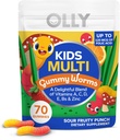 OLY Kids Multivitaminas Gummy Worms, Bendra Sveikata ir imuninė parama, Vitaminai ir mineralai A, C, D, E, Bs ir cinkas, Chewable Addition, Sour vaisių punch, 45 Dienos tiekimas - 70 Skaičiavimas