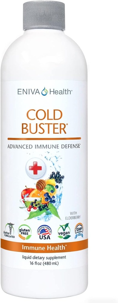 Eniva Elderberry Sambucus Immune Support Sirup, Vitamín C, Ionic ZINC, Vitamín D, Echinacea, Antioxidanty a viac, All-in-One Liquid, Low Carb, Nízky cukor, Keto Friendly, Non-GMO & Gluten Free - 16 oz