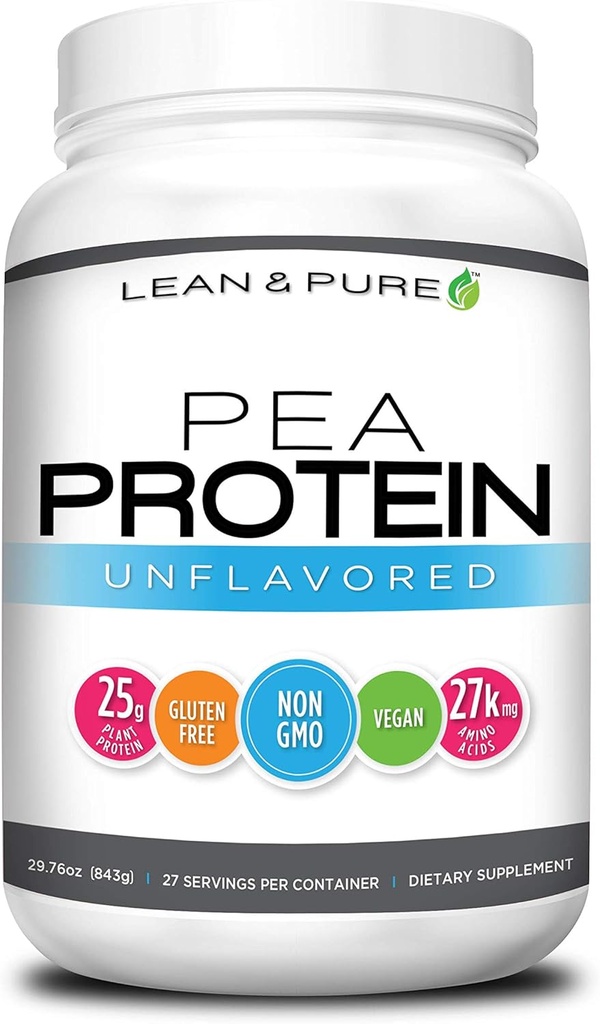 Lean & Pure Pea אבקת חלבון, טבעוני, נמוך פחמימות, 25g של חלבון, non GMO, Gluten חינם, 27 משרתים, 843g