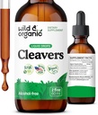 Wild & Organic Cleavers Tinktuur - Natural Detox tilgad Cleavers Leaf - Galium Aparine Herb Extract Supplement - Vegan, suhkur & Alkoholivaba - 2 fl oz