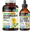 BIO KRAUTER Dandelion Root 250 Capsules & Liver Support Tincture 4 Fl. Oz