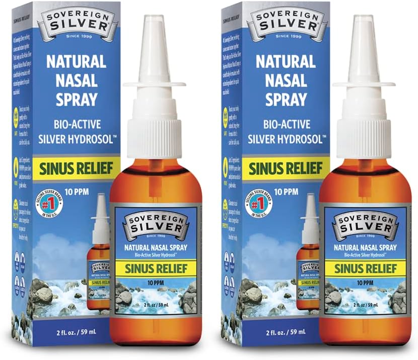 Suverene Silver Bio-Active Colloidal Silver Hydrosol for immunstøtte - 10ppm - 2oz - Nasal Spray - Pakke med 2