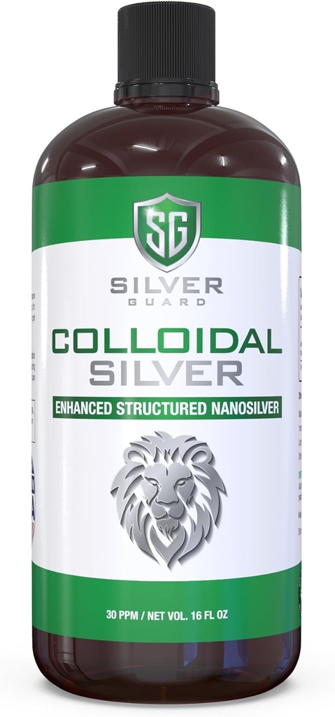 Enhanced Colloyal Silver Liquid Immune Support Supplement—30ppm Pure & Natural Structured Silver Water— Organic Colloid Silver Solution—16 oz Bottle (1 Pack)