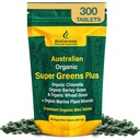 Biogenesis SuperGreens Plus Tablets – 300 Count (200 mg) | Unflavored | Organic Chlorella, Wheatgrass & Barley Grass | Australian Grown | Supports Energy & Immunity | Vegan Mini Talets
