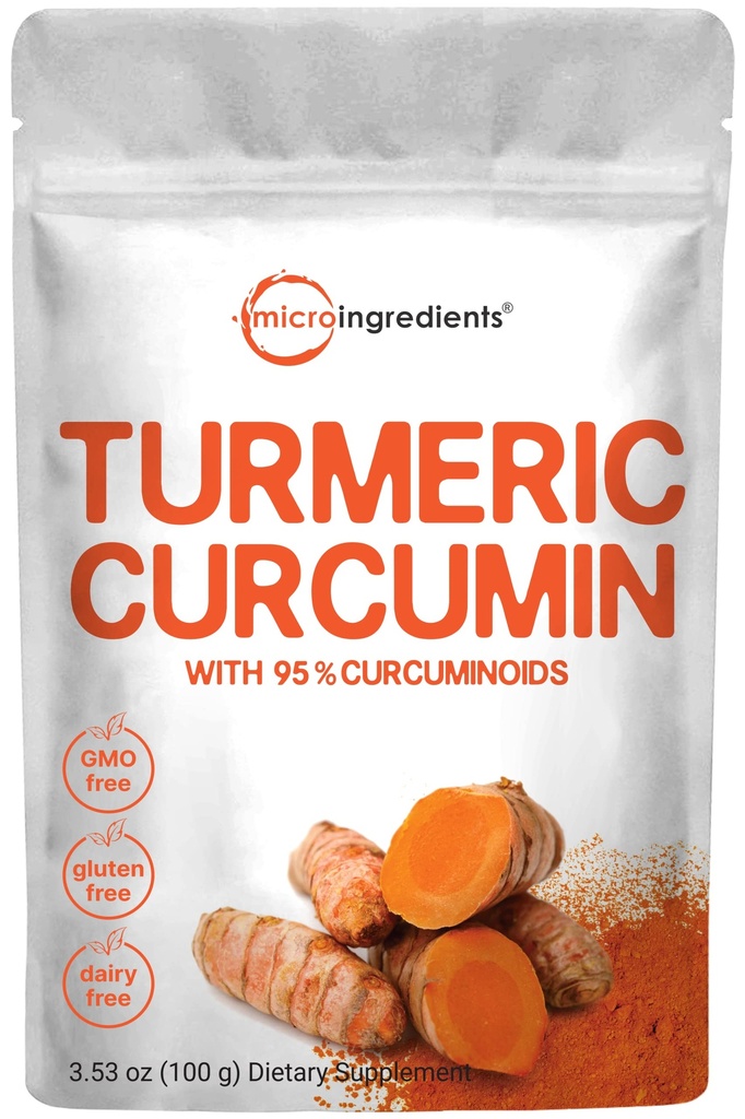 Micro Ingredients Turmeric Curcumin Powder, 100 Grams, Non-GMO, India Origin and Vegan Friendly
