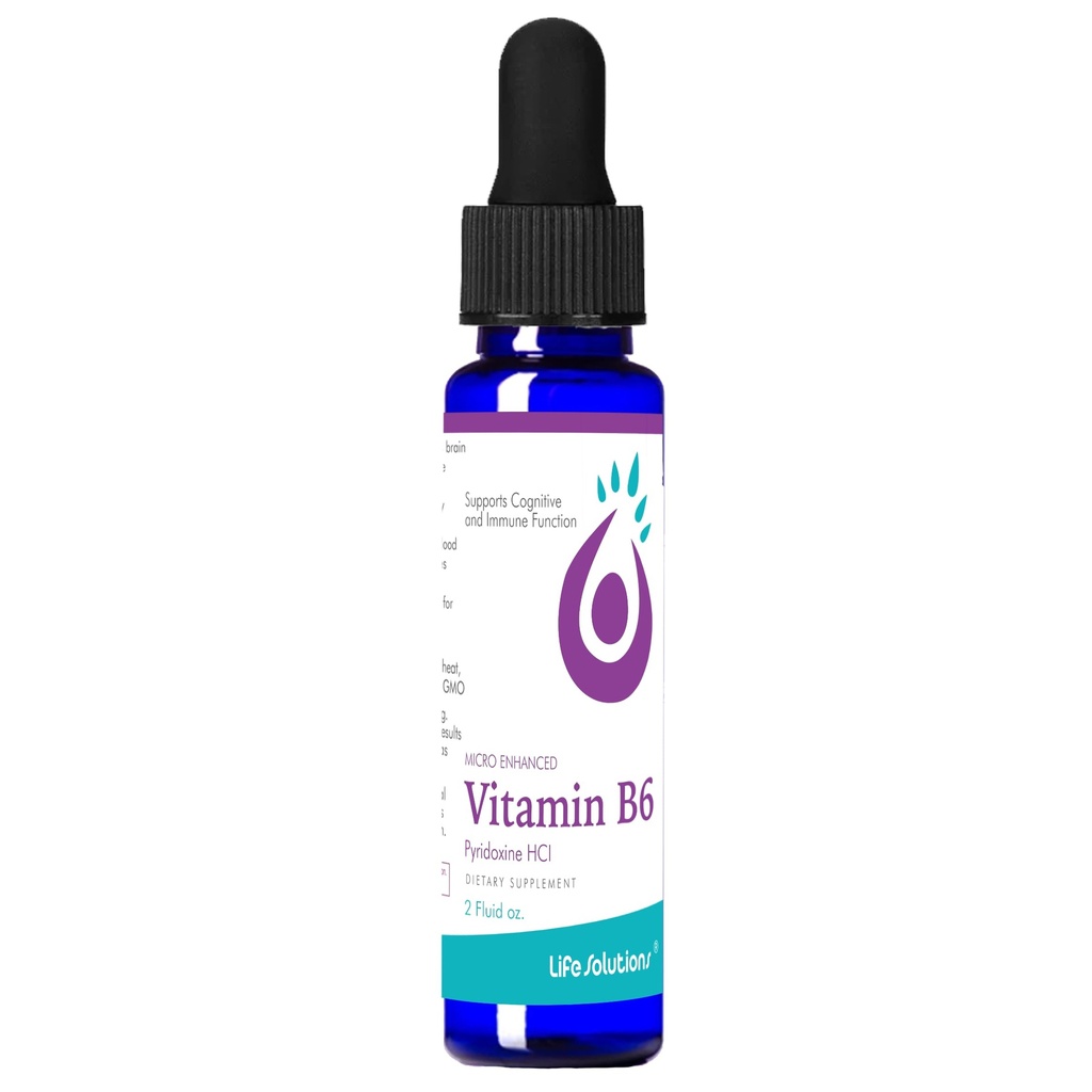 Life Solutions Vitamin B6 Pyridoxine HCI - B Vitamins Supplement, B6 Vitamins 25mg,- Essential B6 Supplement for Metabolism, Energy, and Nervous System Support 2oz Liquid Dropper