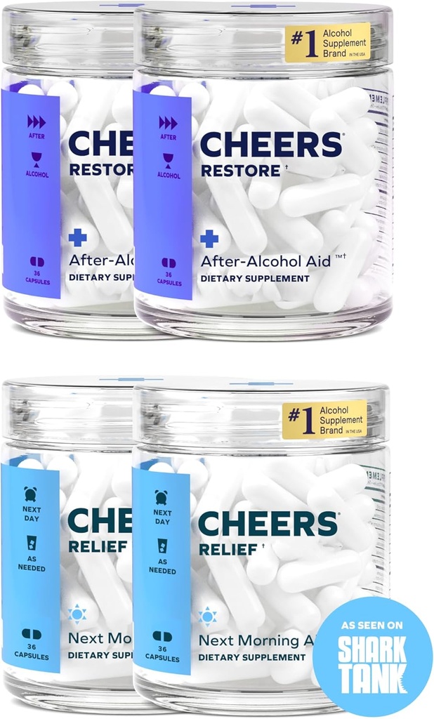 干杯 R&R Combo QQ Recover + Relief QQ 喝完后感觉更好 支持你的肝脏 DHM, L-Cysteine, Milk Thetle, Ginger, White Willow Bark, Cafeine, L-Thenine QQ 24 Doses Each QQQ 补编