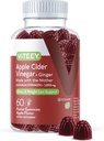 Viteey Apple Cider Actas Gummies and Ginger - 1000 mg ACV Gummies for Weight Loss, Detox and Digestion - Vegan, Gluten- Free - 60 Count