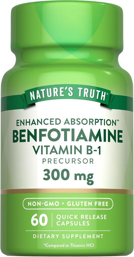 האמת של הטבע Benfotiamine | 300 מ"ג | 60 Count | Non-GMO ו- Gluten Glu Supplement