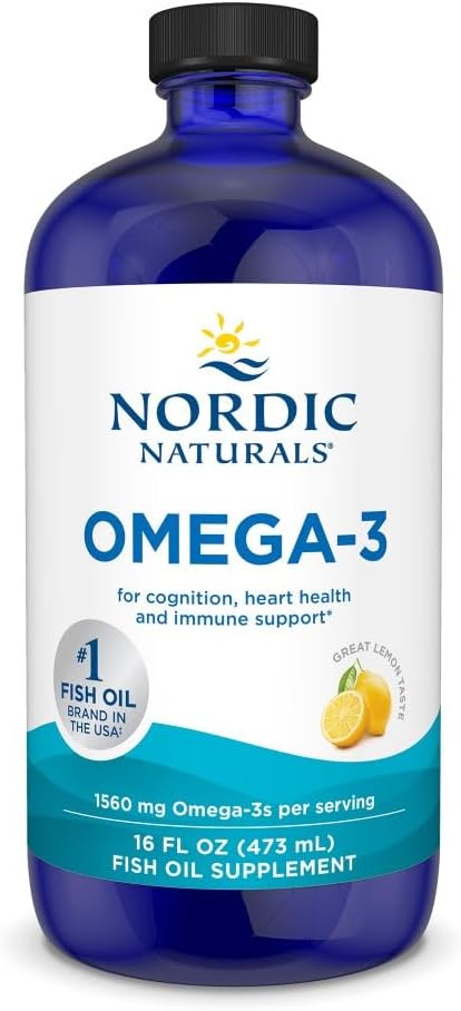 Nordic Naturals Omega3, Lemon Flavor - 16 oz - 1560 mg Omega3 - Fish Oil - EPA & DHA - Immun Support, Brain & Heart Health, Optimal Wellness - Non-GMO - 96 Servings