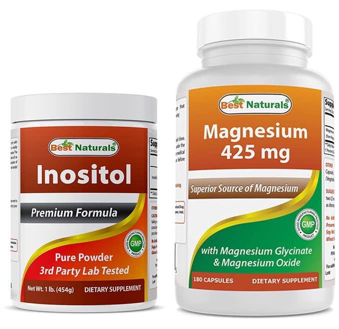 Best Naturals Inositol Powder 1 Lb & Magnesium Glycinate 425 mg