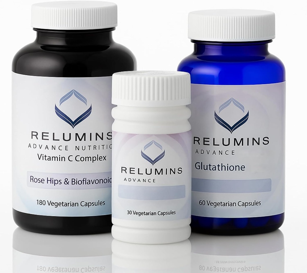 Alumiinit Advanced Skin Supplement Set - L-Glutatione Complex, C-vitamiini, & antioksidantti tuki - ravitseva Formula terveelle iholle - 30 päivän tarjonta