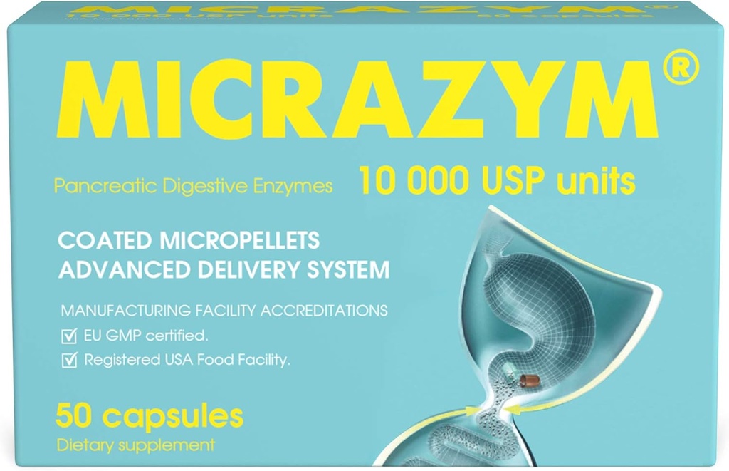 AVA Pharmа Pancreatic Enzymes - 10.000 USPEY Pancreatic Enzyme suplementaris - Digestive Enzymes per a Digestió - 50 caps d'Accel·lència ràpida amb Amylase, Lipet i Protese