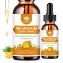 Magnesium Glycinate Liquid Drops with Citrate & Taurate - Cognition, Muscle & Focus, Liquid Magnesium Complex Supplement with Vitamin D3, GABA, L-theanine, Pineapple Flavor - 1 Fl Oz (2 Pack)