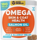 Omega 3 Alaskan Fish Oil Treats for Dogs (180 Ct) - Dry&Itchy Skin + Allergy - Shiny Coats - EPA&DHA Fatty Acids - Natural Salmon Oil Chews - Chicken Turkey