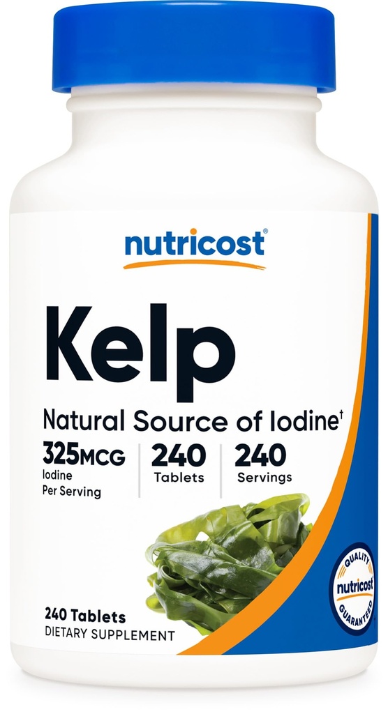 Nutricost Kelp Tablets, 325mcg of Iodine, 240 Tablets - Non-GMO, Gluten Free
