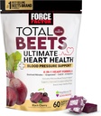 FORCE FACTOR Total Beets Ultimate Heart Health Kauwt voor Blood Pressure Support, met Beetroot Powder, CoQ10, B Vitaminen & Grapeseed Extract voor Blood Flow & Energy, Black Cherry, 60 Zachte Kauwen