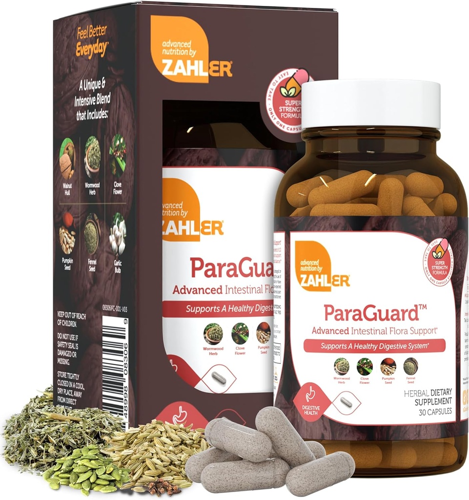 Zahler - ParaGuard kapszula - Gut Health Supplement - Formula van Wormwood, Fokhagyma Bulb, Tökmag Seed, Szegfű & More - Természetes támogatás az embereknek - Certified Kosher 30 gróf