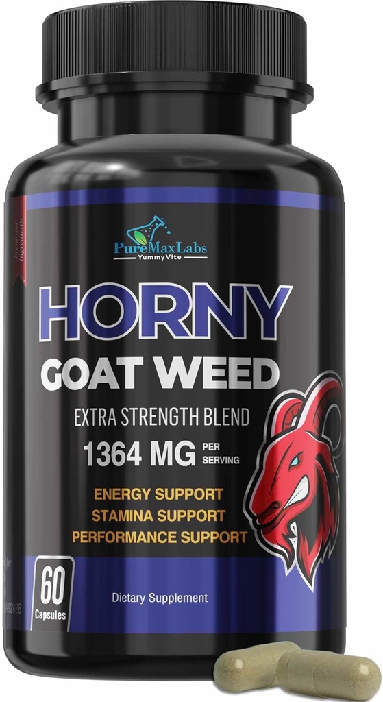 Horny Kozel Dodatna moč - z Maca, L-Arginin, Ginseng - Boost Desire, Performance, Stamina, Energy, Non-GMO Formula, 60 Kapsula