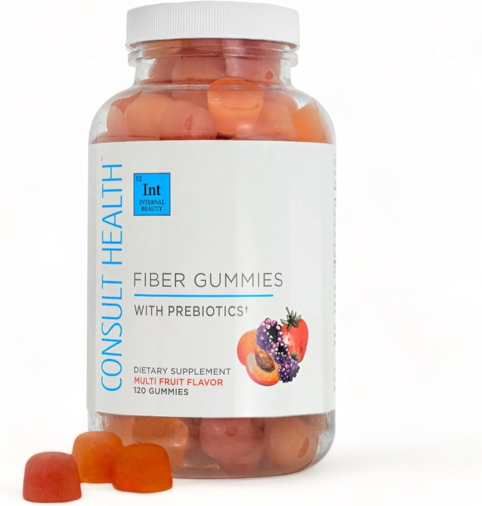 Consult Health Fiber Supplement Gummies - Sugar Free Multi Fruit Flavor - 6g Prebiotic Plant Based Fiber Blend - 120 Count