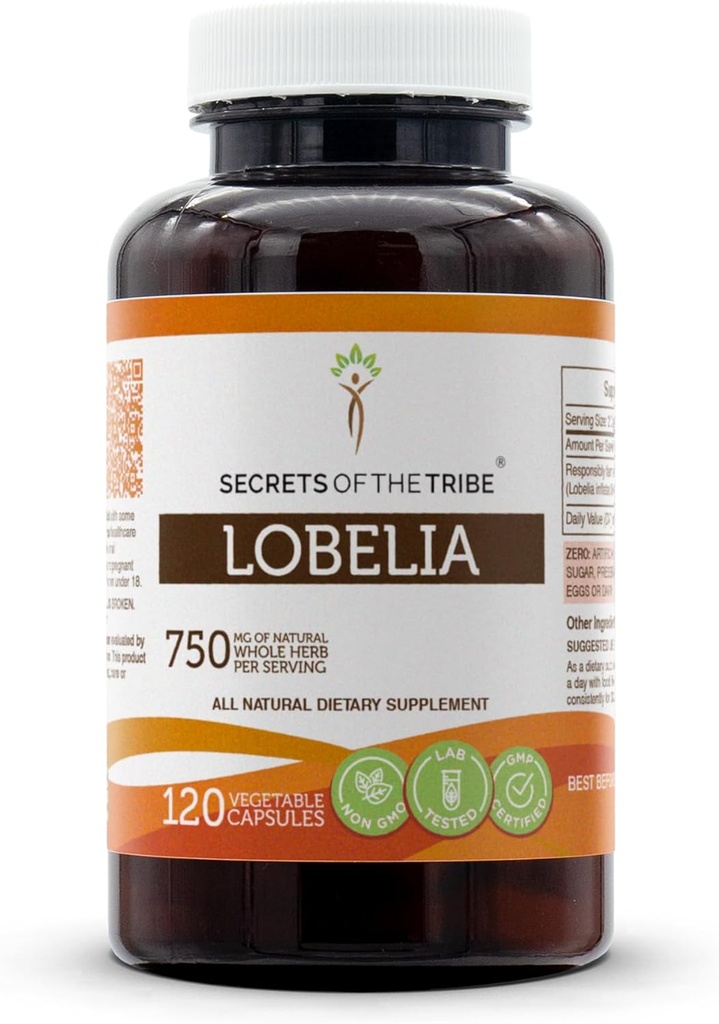 Lobelia 120 Capsules, Sebze Capsules ve Responsibly farmed Lobelia Lobelia Inflata The Desire to Smoke (120 Capsules)