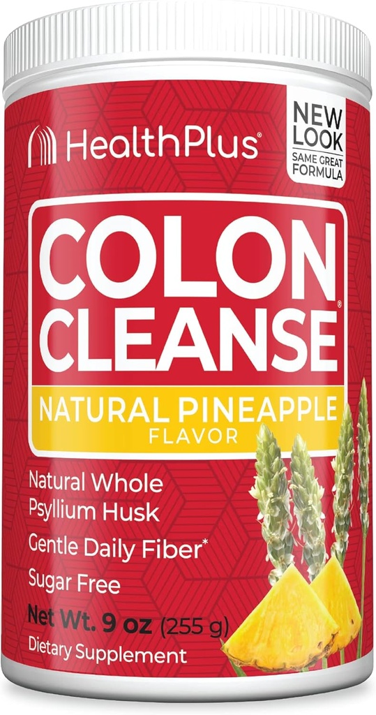 Health Plus Colon Cleanse Digestive Support | No Steel Flavors / Toxin Elimination üçün Daily Fiber Bloating / Psixium Husk | Pineapple Flavor