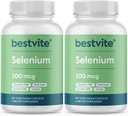 BESTVITE Selenium 200mcg (360 Вегетариански капсули) (2-Pack) - No Stearates - No Flow Agents - Vegen - Non-GMO - Gluten Free