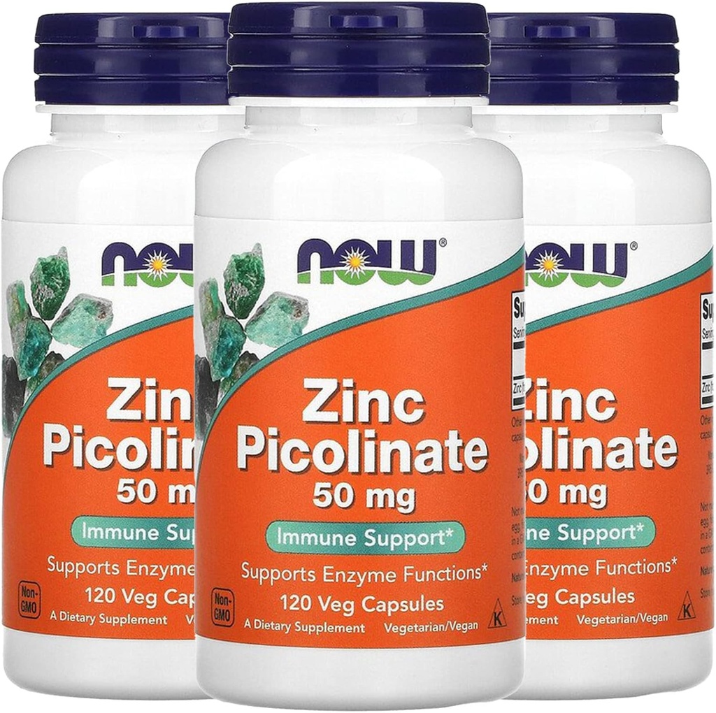 Orain Foods Now Foods Zinc Picolinate, 50 mg, 120 Veg kapsulak, 3 Pack