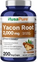 NusaPure Yacon 뿌리 추출물 2000mg 200 채식 캡슐 (4 : 1, 비 GMO, 비건)