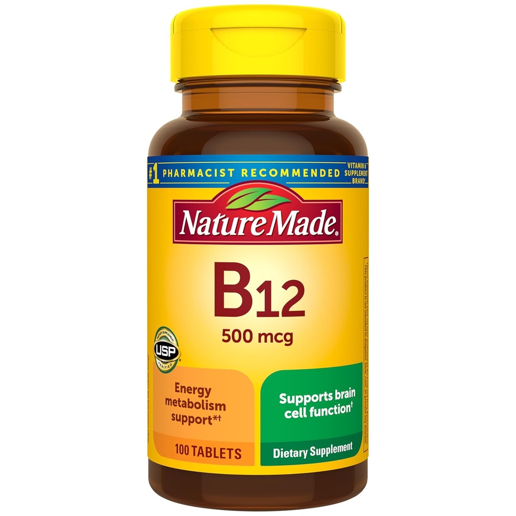 Natur Made Vitamin B12 500 mcg. Tabletten 100 Ct