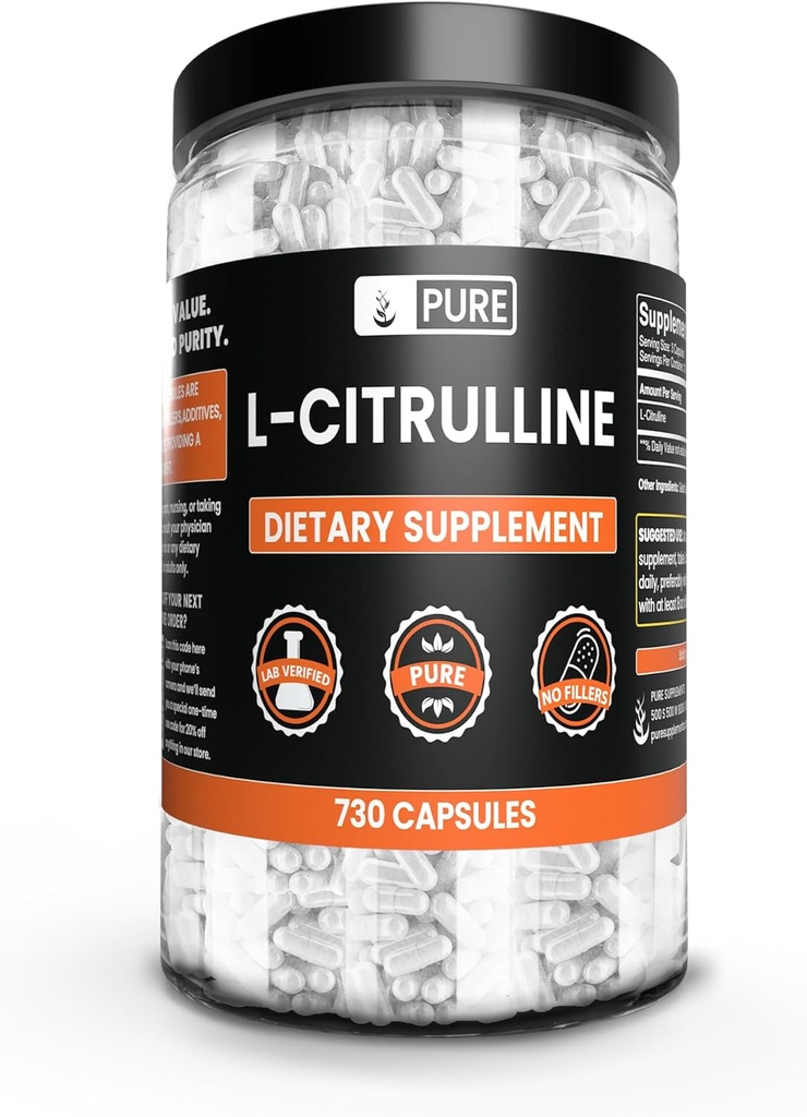 Pure Original Materiallar L-Citrulline No maşın və ya Rice Doldurucular, Hər zaman Pure, Lab uyğun (730 Kapsül)